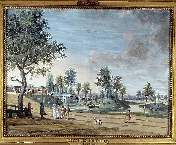 View of the Iron Bridge in the Parc du Raincy, 18th century (gouache)