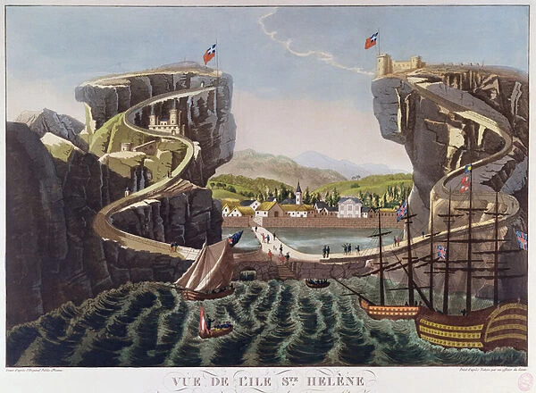 View of the island of St. Helena, c. 1821 (colour litho)