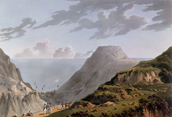 View of Jamestown and the path leading to Longwood, c. 1821 (colour litho)