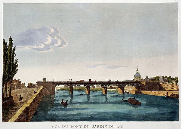View of the Kings Garden Bridge (Austerlitz Bridge) - Paris by Courvoisier, 1827