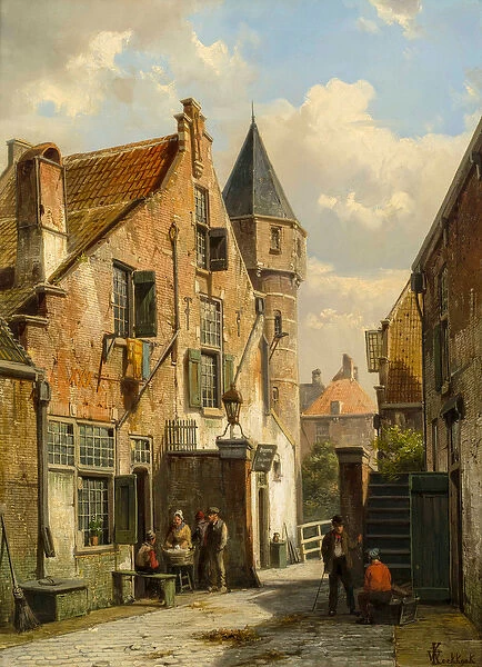 A View of Leiden, 1891 (oil on panel) (one of a pair, see also 5888680)