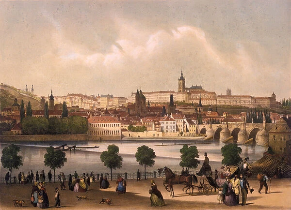 View of the Little Quarter and Prague Castle Hradcany, c. 1845 (w  /  c on paper)