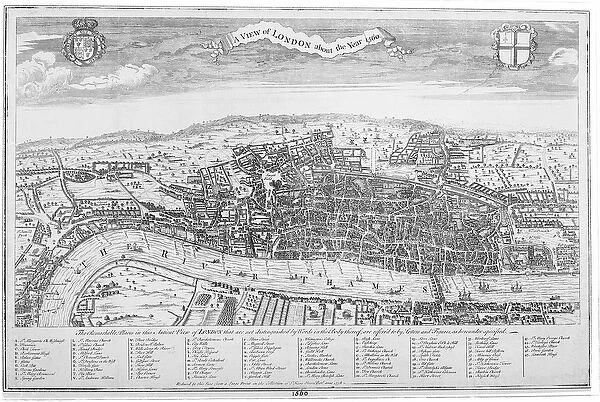 A view of London about the year 1560 (engraving)