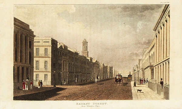 View looking north up Regent Street from Waterloo Place on Pall Mall, London
