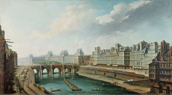 View of the Louvre Palace, the Pont Neuf and the Quai des Orfevres seen from the Quai des Grands Augustins, c.1760 (oil on canvas)