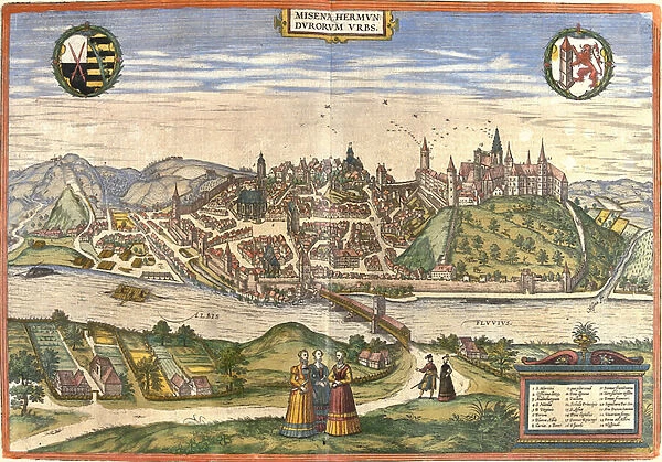 View of Meissen (Misena), Germany (etching, 1572-1617)