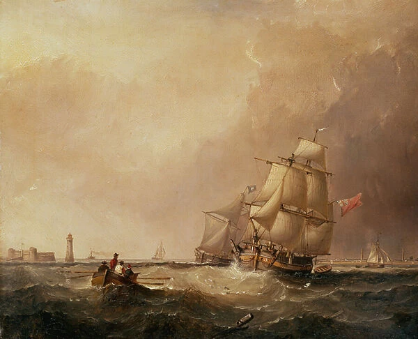 A View of Mersey Harbour and a View of Shipping Off Douglas, Isle of Man (oil on panel)