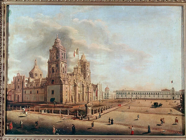 View of the Metropolitan Cathedral and the National Palace, Mexico City