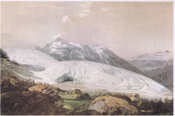 View of Mount Furka with the Rhone Glacier, from British Adventure published by Collins