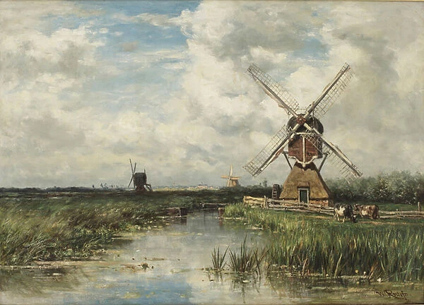 View near Leiden (oil on canvas)
