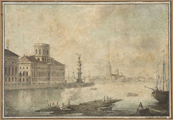 View of the Neva and the Academy of Sciences - Maxim Nikiphorovich Vorobyev (1787-1855)