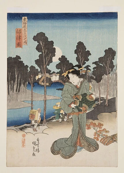View of Numazu (Numazu zu) (colour woodblock print)