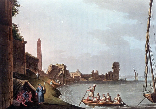 View of Obelisk and ancient walls at Alexandria, 1801