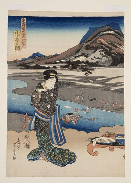View of Odawara (Odawara no zu) (colour woodblock print)