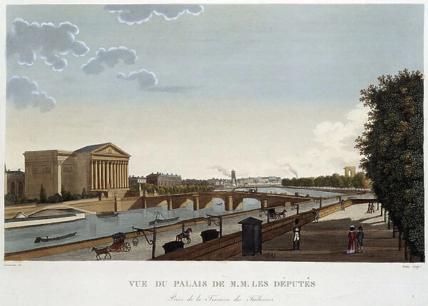 View of the Palais de M. les deputes - Paris by Courvoisier, 1827