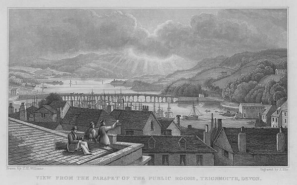 View from the Parapet of the Public Rooms, Teignmouth, Devon (engraving)