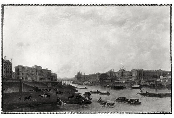 View of Paris from the Pont-Neuf, c. 1800 (oil on canvas) (b  /  w photo)