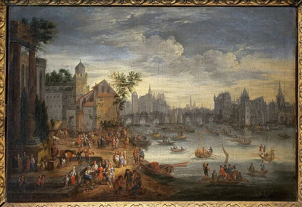View of Paris with the Pont Neuf. Painting attributed to Mathieu Schoevaerdts
