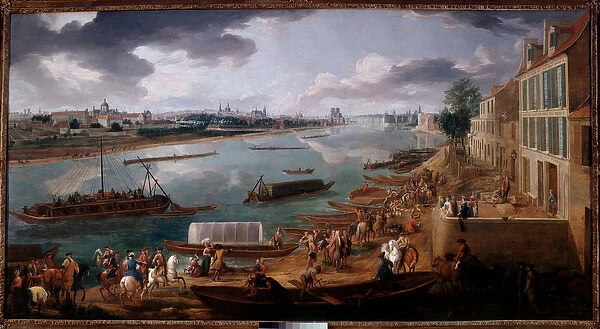 View of Paris, taken from the Quai de la Rapee in 1716 Painting by Pierre Denis Martin