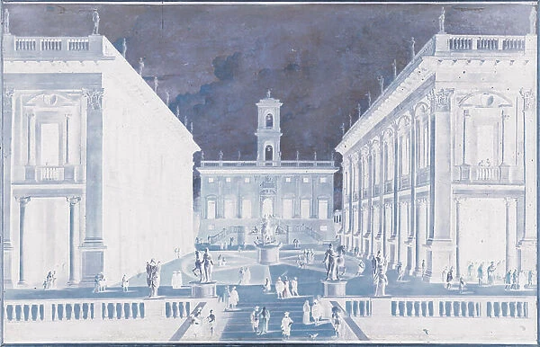 View of the Piazza del Campidoglio, Rome, 18th century (oil on canvas)