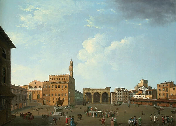 View of the Piazza della Signoria, Florence (oil on canvas)