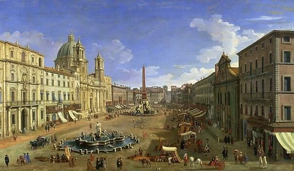 View of the Piazza Navona, Rome (oil on canvas)