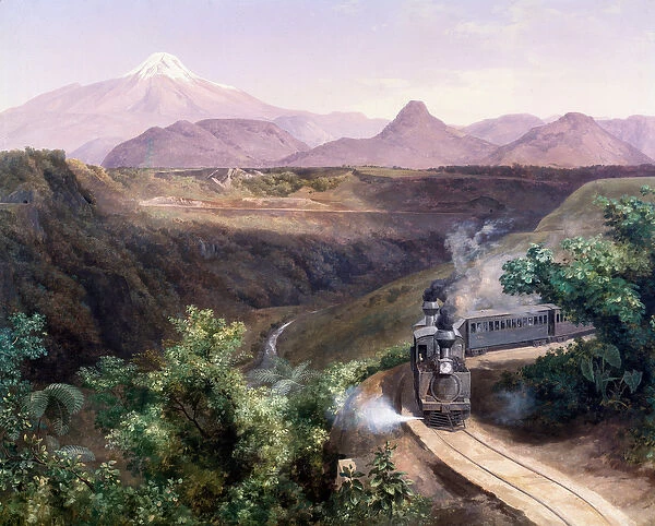 View of the Pico de Orizaba stratovolcano in Mexico (oil on canvas, late 19th century)