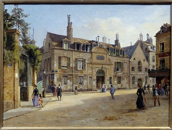 View of the former Pie hospital in the rue Lacepede in Paris Painting by Victor Dargaud