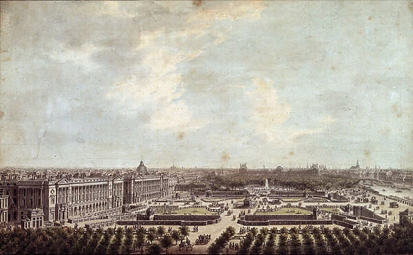 View of Place Louis XV (current Place de la Concorde in Paris Watercolour by Louis