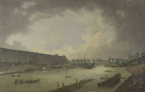 View of the Pont Neuf and the Galeries du Louvre from the Pont Royal (oil on canvas)