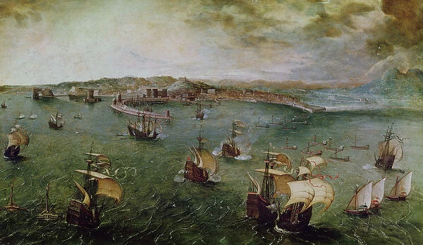 View of the Port of Naples, c. 1550-69 (oil on panel)