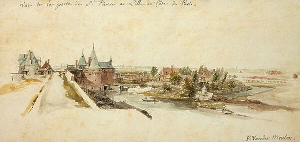 A View of the Porte Saint-Pierre in Lille, 1667 (pencil and w  /  c on paper)