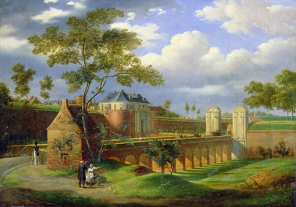 View of the Porte de Valenciennes in Douai, 1823 (oil on canvas)