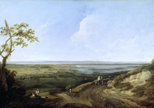 View of Portsmouth from Portsdown Hill (oil on canvas)