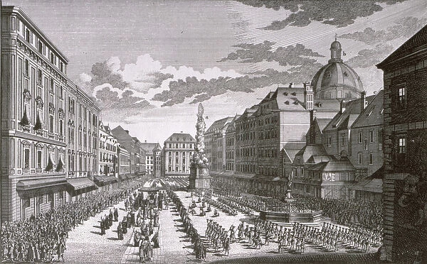 View of a procession in the Graben engraved by Georg-Daniel Heumann (1691-1759)