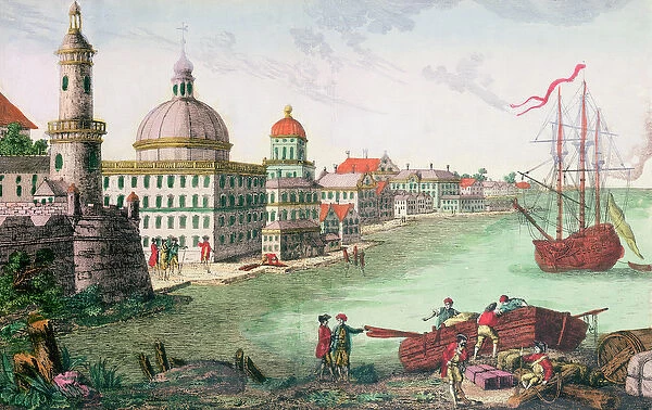 View of Quebec (coloured engraving)