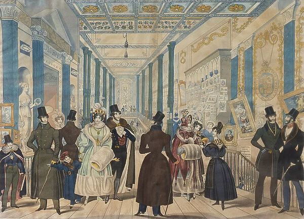 View in the Queens Bazaar, London - Winter Fashions from Nov 1833 to April 1834