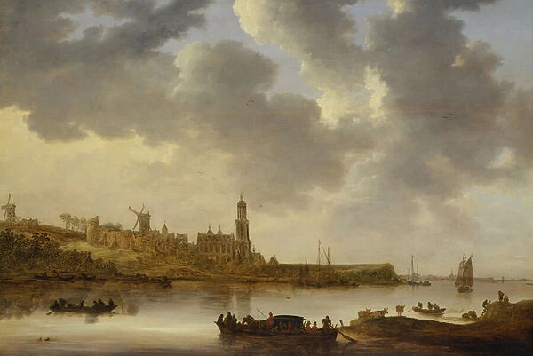 A View across the Rhine at Rhenen, 1648 (oil on panel)