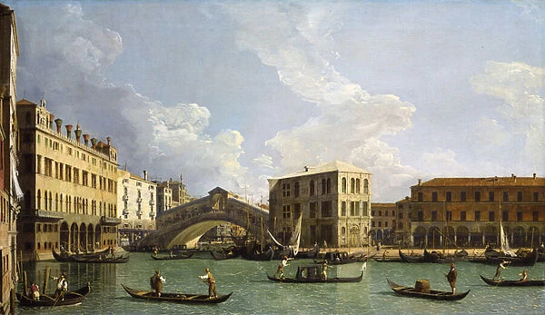 View of the Rialto Bridge, from the North, c. 1734-35 (oil on canvas)