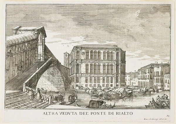 View of the Rialto Bridge, plate from 'The Buildings and Views of Venice', 1703
