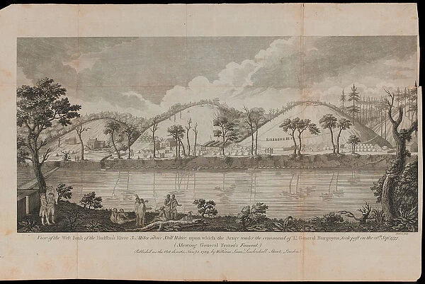 A view of the River Hudson near Stillwater, upstate New York, 1777 (etching)