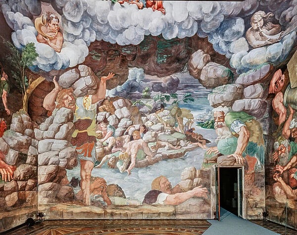 View of the Room of Giants (western wall) (fresco)