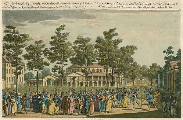 A view of the Rotunda House and Gardens at Ranelagh, London (coloured engraving)