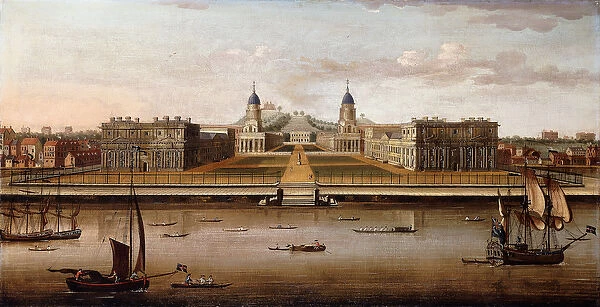 View of The Royal Hospital, Greenwich, from the Thames, (oil on canvas)