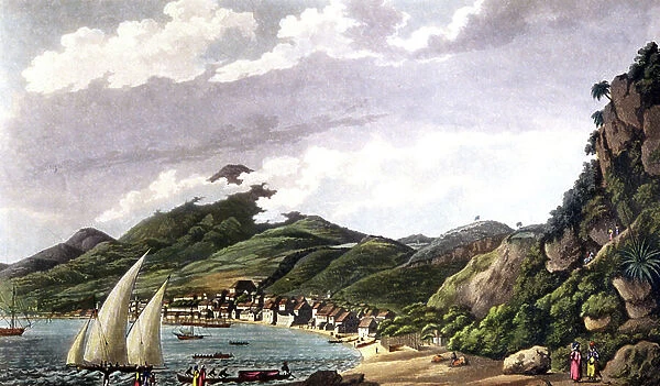 View of Saint-Pierre bay in Martinique, 1796 (engraving )