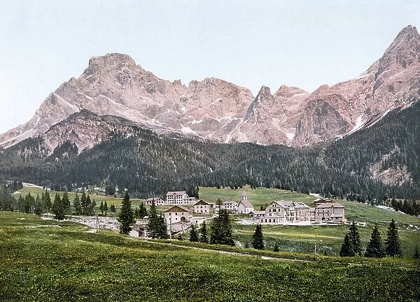 View of San Martino di Castrozza (Trento) (Province of Trento) (Dolomiti) (Dolomites) Italy around 1900. Photography