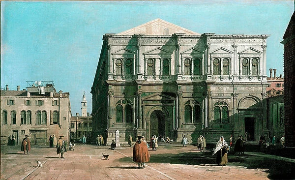 View of the school San Rocco (Saint Roch) in Venice Painting by Giovanni Antonio Canal