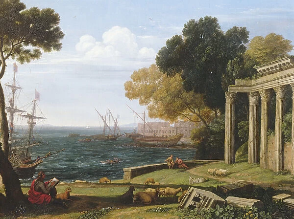 View of the Sea, Port and Amphitheatre of Pola (oil on canvas)