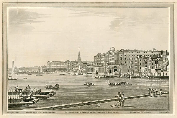 View of Somerset Place, the Adelphi, etc from the Temple Garden (engraving)