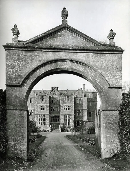 View of the south front, Chastleton House, from The English Manor House (b / w photo)